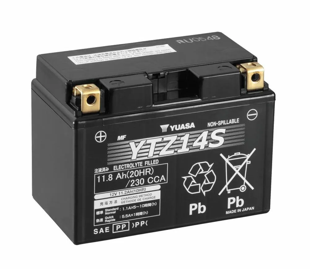 Yuasa-YTZ14S-Batterie Yuasa YTZ14S MF AGM Batterie 12V 11,2AH - Einbaufertig (YTZ14S-BS, YTZ14S-4)
