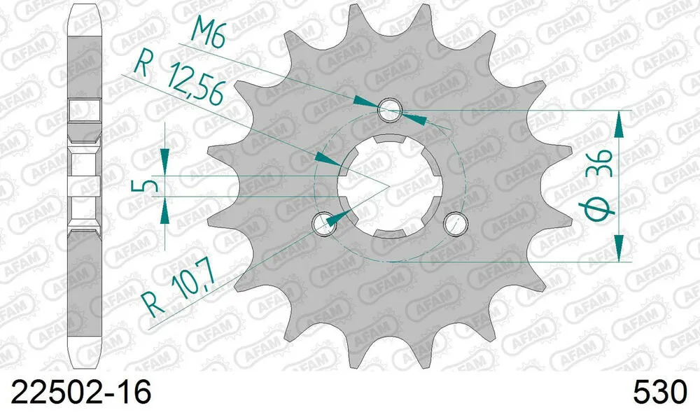 22502-16 AFAM Kettensatz Stahl 530 XMR3 16x43 - Suzuki GT 750 1974-77 - 01477300