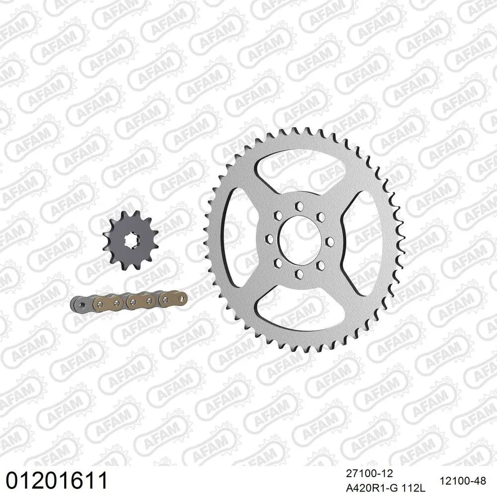 01201611 AFAM Kettensatz Stahl 420 R1-G 12x48 - Yamaha DT 50 MX 1983-95 - 01201611