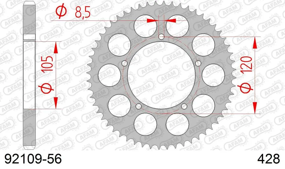 AFAM Kettensatz Stahl 428 R1-G 16x56 - Sachs (hercules) ZZ 125 Funbike 2002 - 09213603