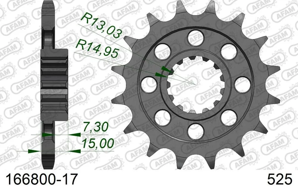 166800-17 AFAM Kettensatz Stahl 525 XHR3-G 17x45 - BMW S 1000 R 2013-20 - 16489131