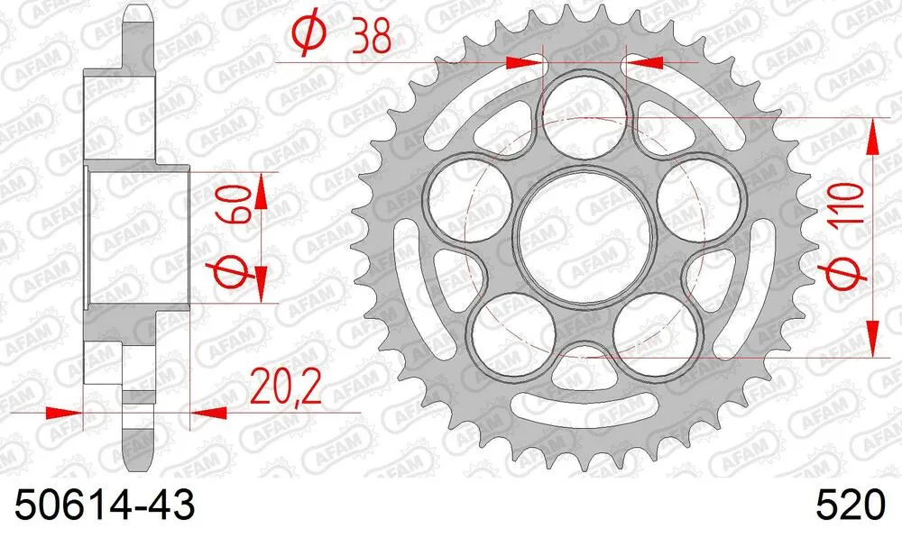 AFAM Kettensatz Stahl 520 XHR2-G 15x43 - Ducati 950 Hypermotard - SP - RVE 2019-24 - 05087637