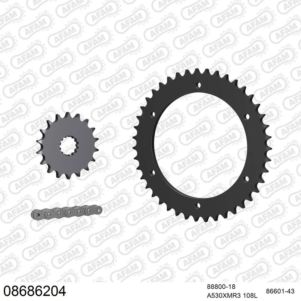 AFAM Kettensatz Stahl 530 XMR3 18x43 - Triumph Sprint 955 ST 1999-00 - 08686204