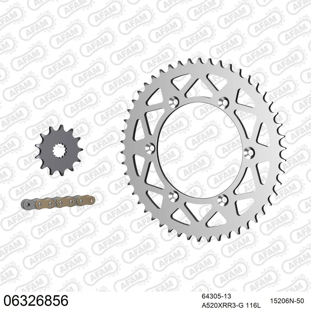 06326856 AFAM Kettensatz Aluminium 520 XRR3-G 13x50 - Husqvarna TXC 250 2011-14 - 06326856