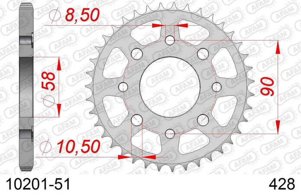 10201-51 AFAM Kettensatz Stahl 428 R1-G 15x51 - Honda CT 125 C 1985 - 01013101
