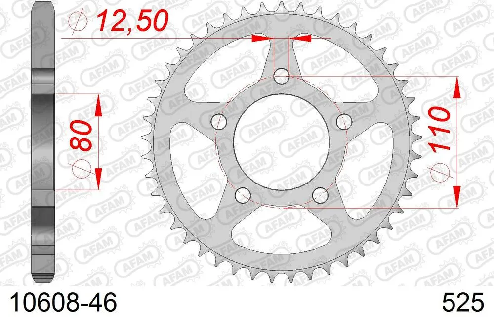 AFAM Kettensatz Stahl 525 XMR3 16x46 - Honda XRV 750 Africa Twin 1990-92 - KIT101441