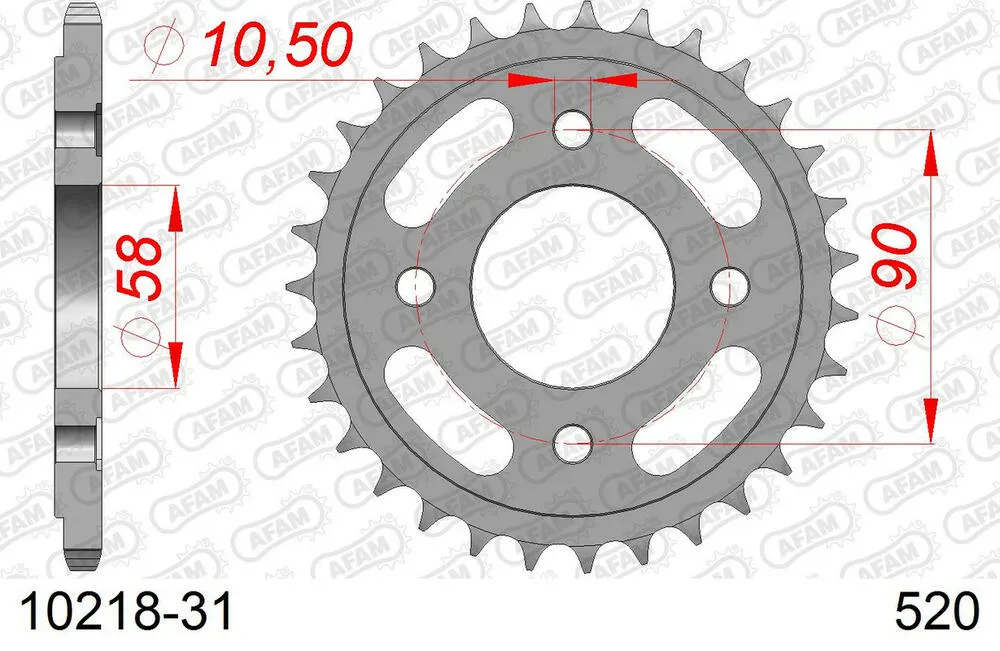 10218-31 AFAM Kettensatz Stahl 520 XLR2 14x31 - Honda CM 250 C 1982-85 - 01026162