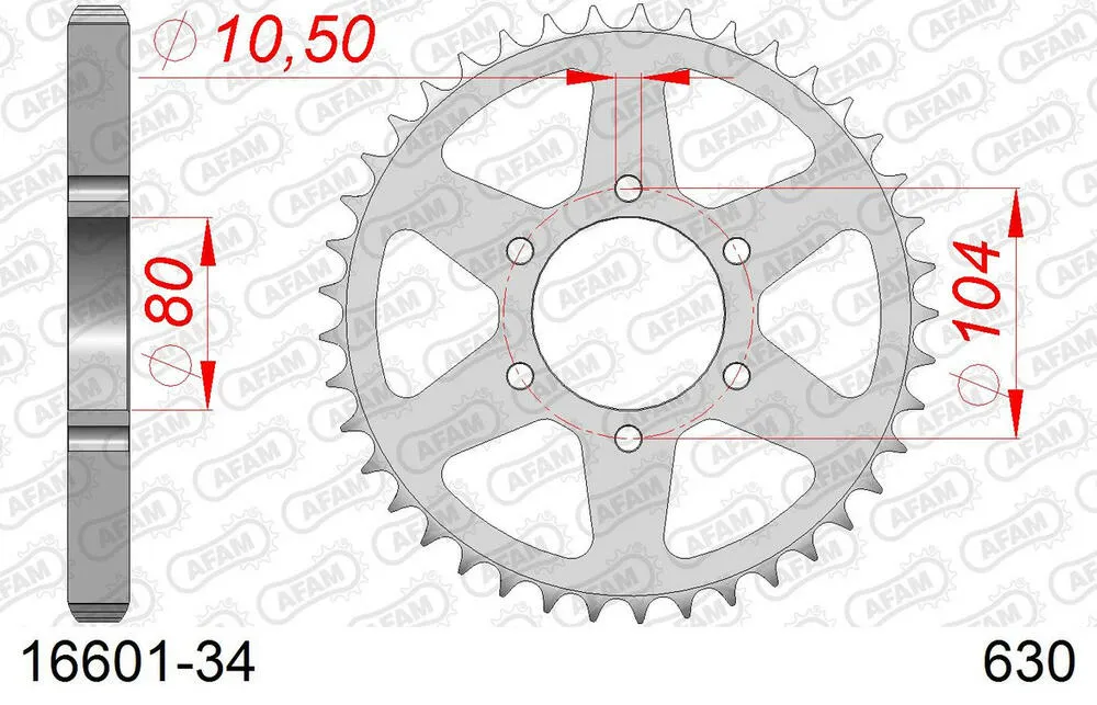 16601-34 AFAM Kettensatz Stahl 630 MO 13x34 - Kawasaki Z 650 1981-83 - 01673204