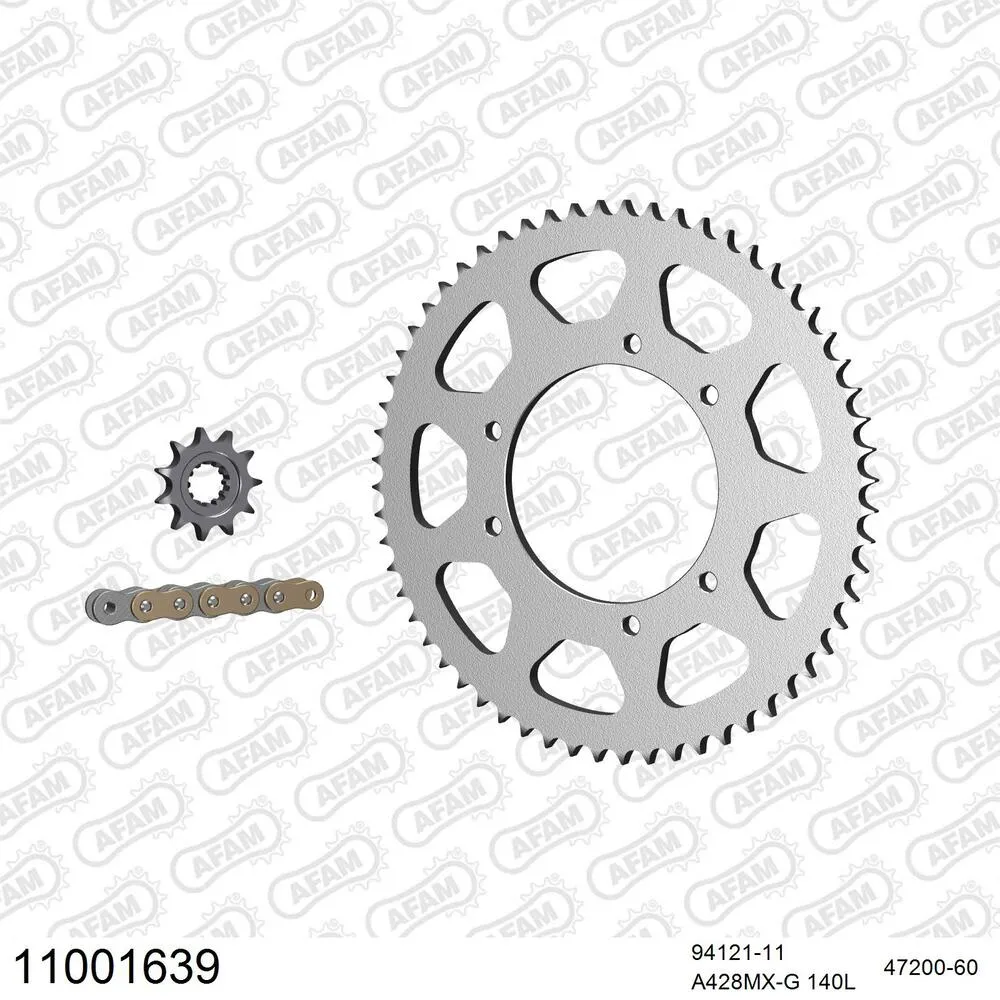 AFAM Kettensatz Stahl 428 MX-G 11x60 - Hm-honda CRE 50 RR Derapage 2007-17 - 11001639