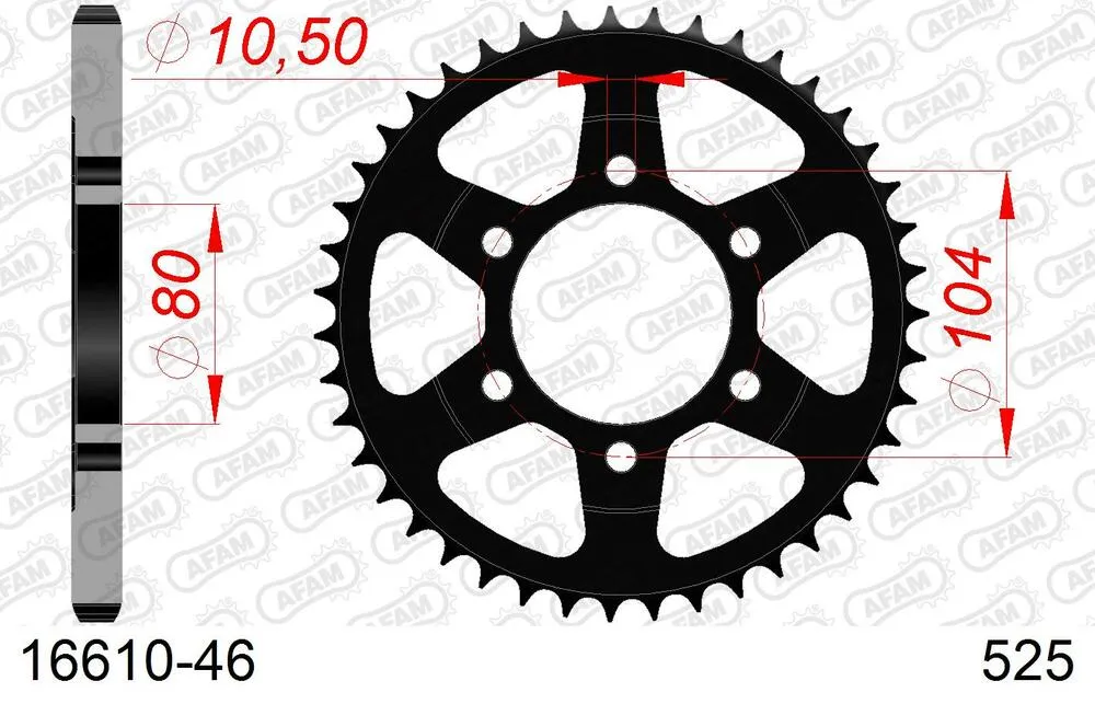 16610-46 AFAM Kettensatz Stahl 525 XSR2-G 15x46 - Kawasaki Z 900 70kW 2020-24 - 01686208