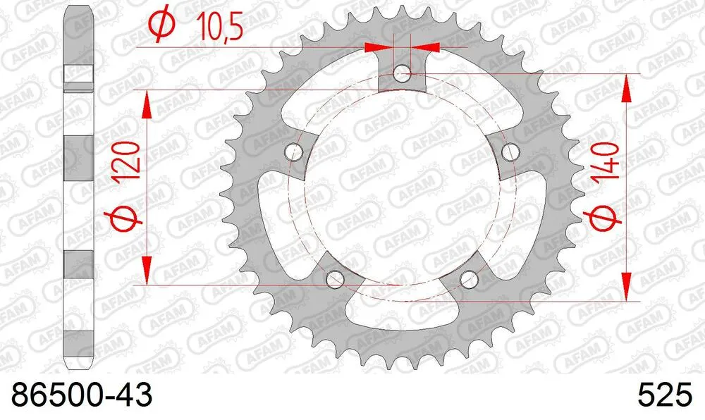 AFAM Kettensatz Stahl 525 XMR3 18x43 - Triumph 865 Bonneville T100 2004-14 - KIT107801