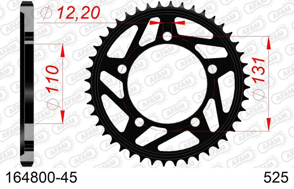 164800-45 AFAM Kettensatz Stahl 525 XHR3-G 17x45 - BMW S 1000 R 2013-20 - 16489131
