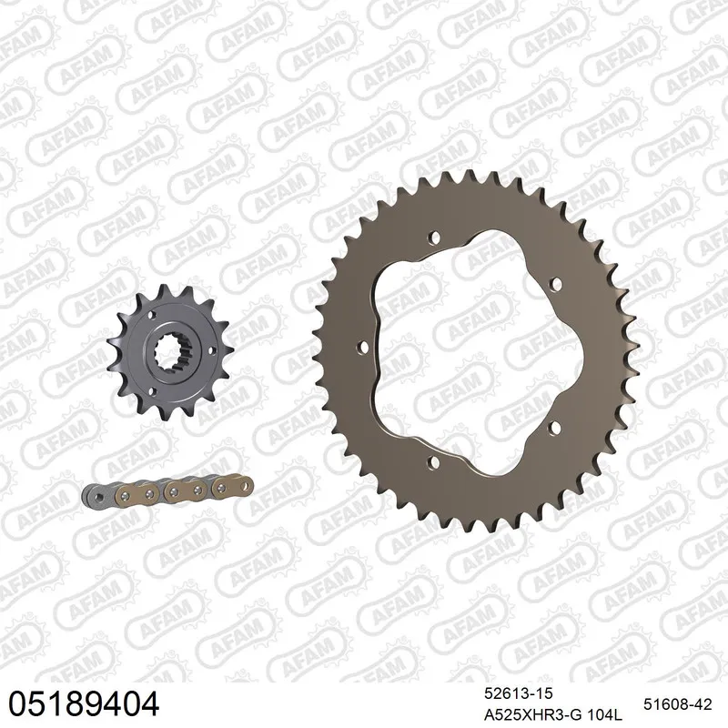 05189404 AFAM Kettensatz Aluminium 525 XHR3-G 15x42 - Ducati 1000 DS Multistrada 2003-06 - 05189404