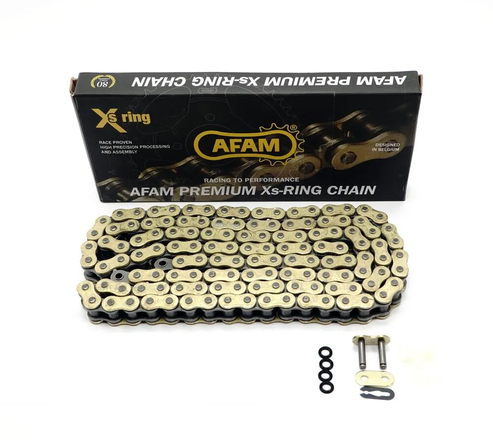 AFAM Kette XMR2-G 428 XS-Ring gold-schwarz - 136 Glieder - Clip Schloß - Straße /Enduro