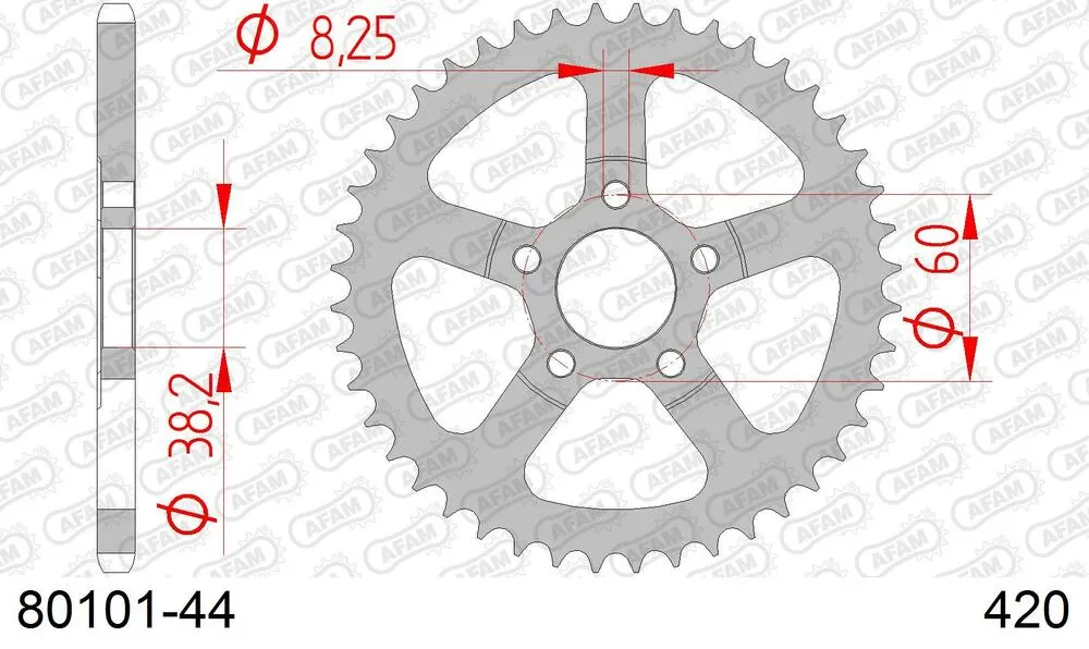 80101-44 AFAM Kettensatz Stahl 420 R1-G 12x44 - Rieju RS1 50 1997-04 - 08001241