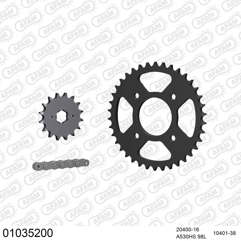 01035200 AFAM Kettensatz Stahl 530 HS 16x38 - Honda CB 350 1974 - 01035200