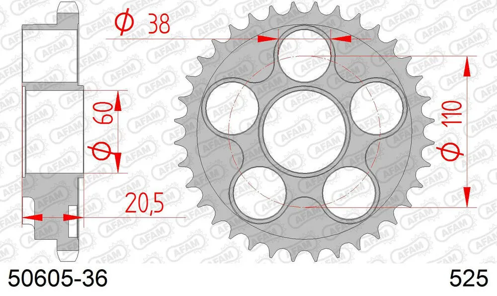 50605-36 AFAM Kettensatz Stahl 525 XSR2-G 15x36 - Ducati 916 Biposto 1994-98 - 05086241