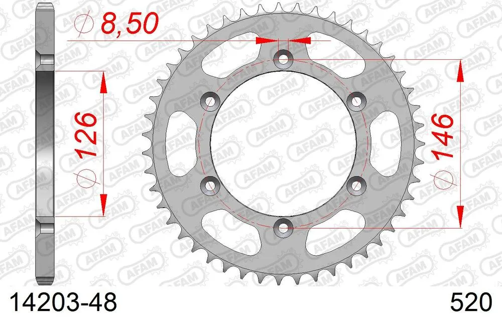 14203-48 AFAM Kettensatz Stahl 520 MR2-G 13x48 - Suzuki RM 250 1999-00 - 01426803