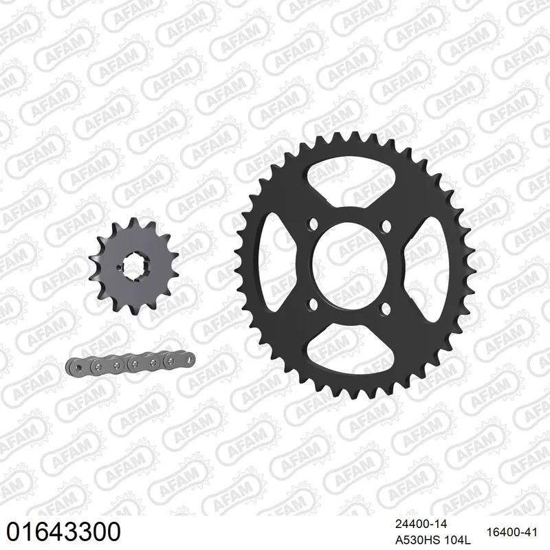 01643300 AFAM Kettensatz Stahl 530 HS 14x41 - Kawasaki KH 400 1974-78 - 01643300