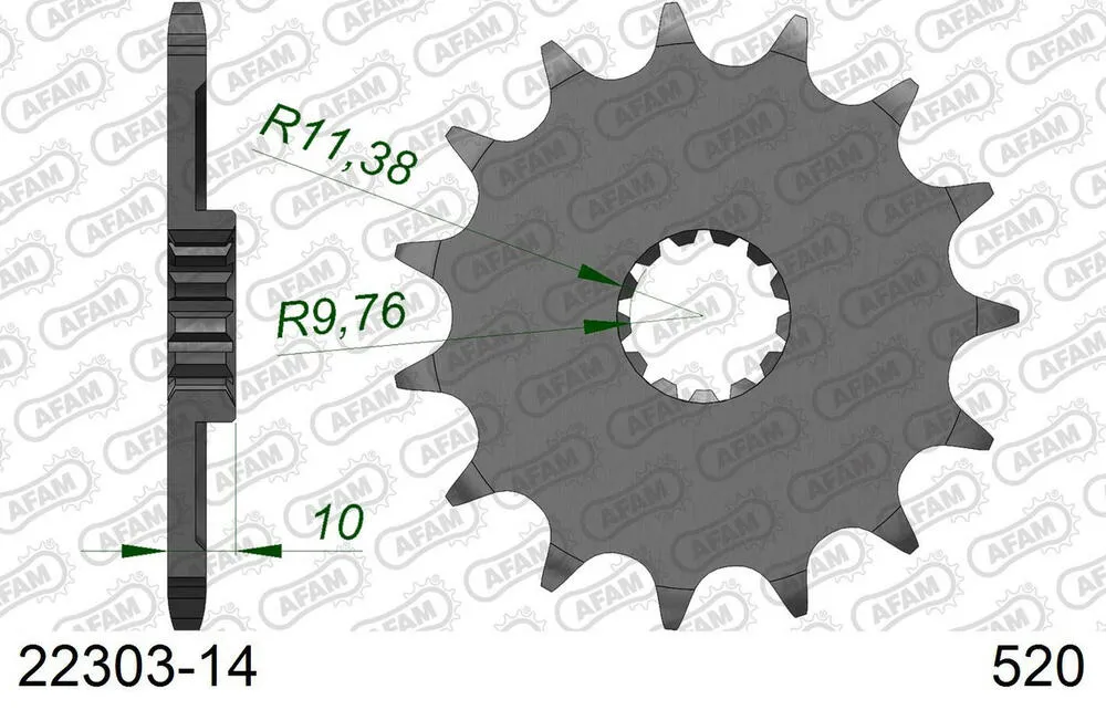 AFAM Kettensatz Stahl 520 XRR3-G 14x47 - Kawasaki KLX 400 R 2003-04 - 01643700