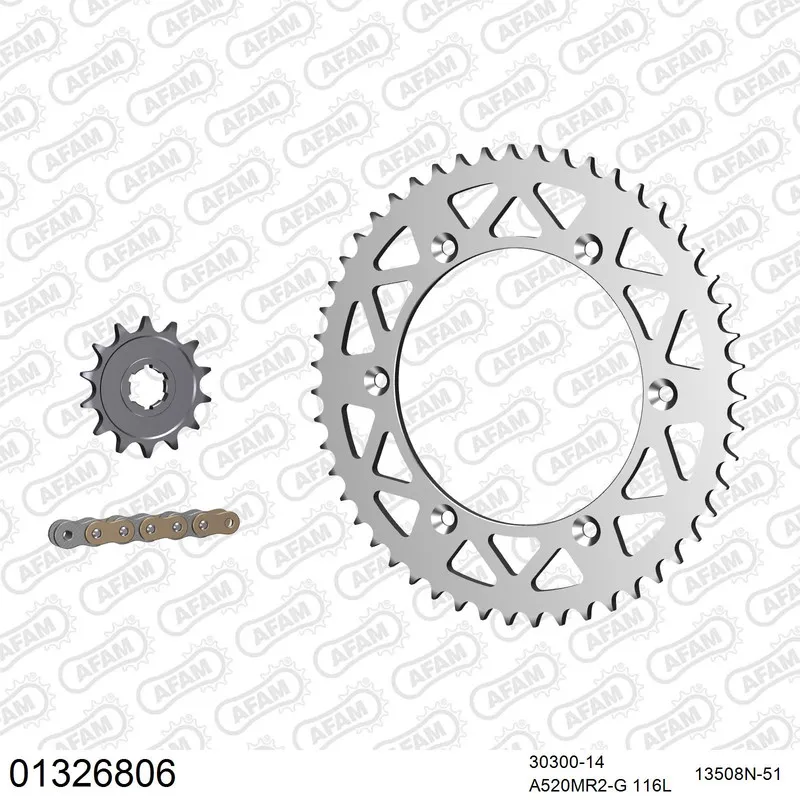 AFAM Kettensatz Aluminium 520 MR2-G 14x51 - Yamaha YZ 250 1990-93 - 01326806