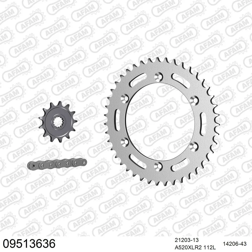 09513636 AFAM Kettensatz Stahl 520 XLR2 13x43 - Gasgas SM 125 Supermotard 2002-06 - 09513636