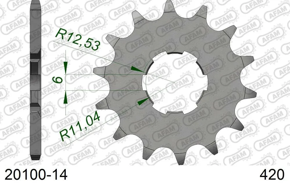 20100-14 AFAM Kettensatz Stahl 420 R1-G 14x42 - Honda MTX 50 Automatique France 1984-87 - 01001600