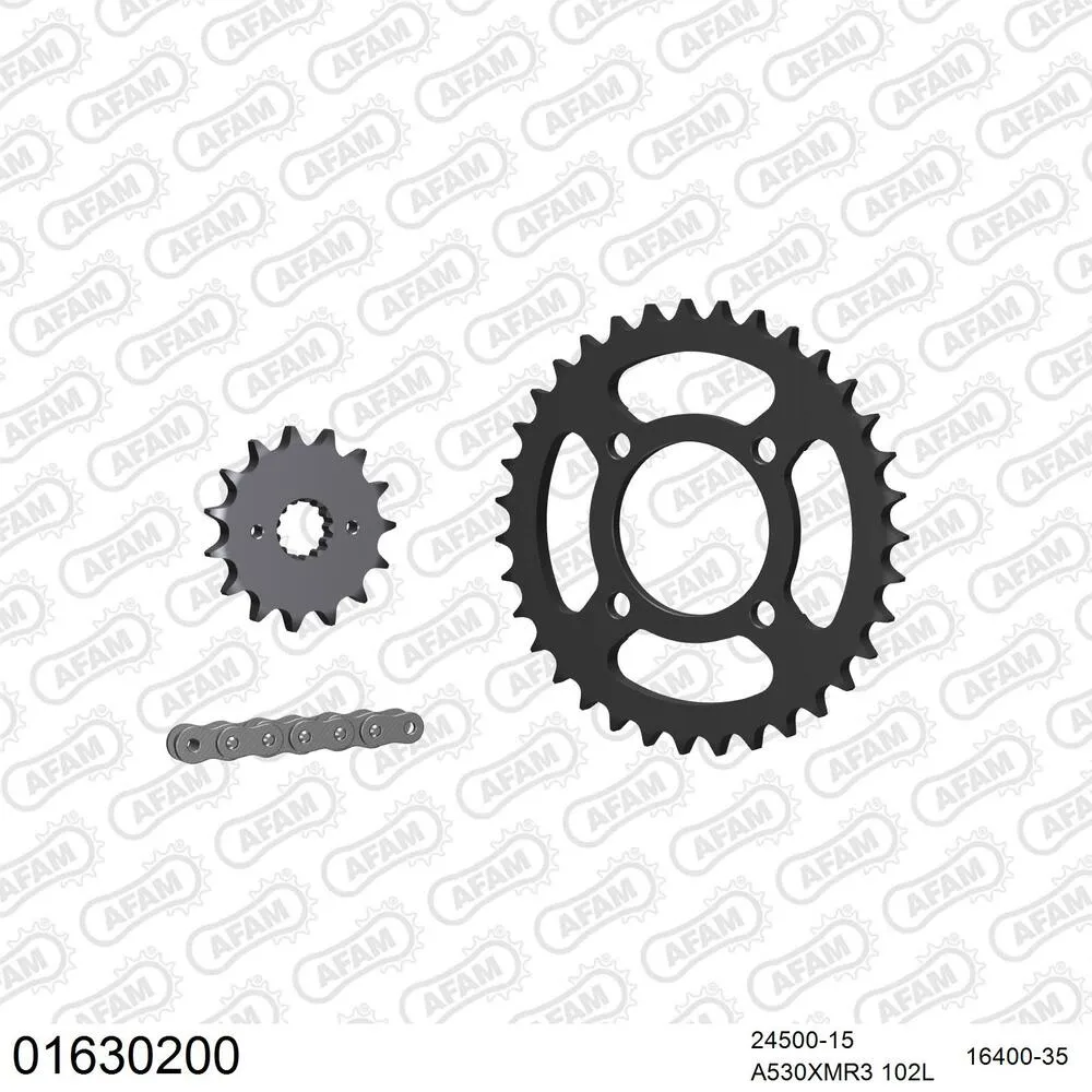 01630200 AFAM Kettensatz Stahl 530 XMR3 15x35 - Kawasaki GPZ 305 1983-96 - 01630200
