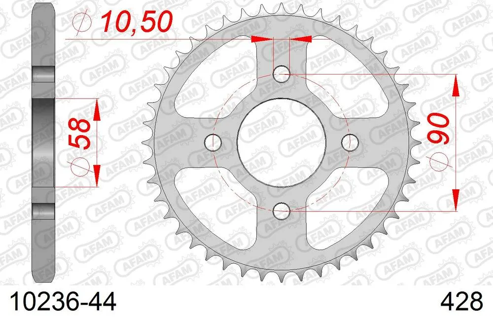 10236-44 AFAM Kettensatz Stahl 428 XMR2-G 15x44 - Honda GTR 150 2019-20 - 01015100