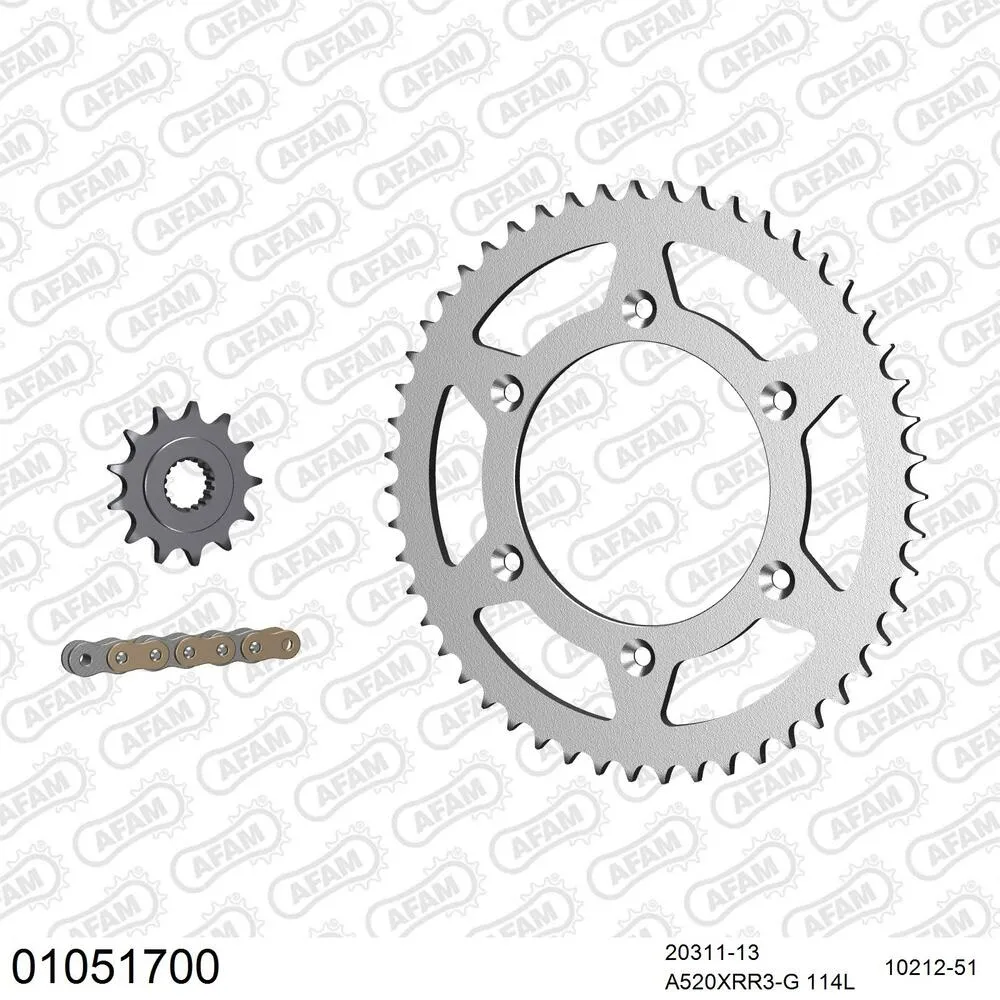 01051700 AFAM Kettensatz Stahl 520 XRR3-G 13x51 - Honda CRF 450 X 2005-18 - 01051700
