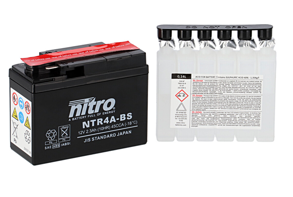 Nitro NTR4A-BS AGM Batterie 12V 2.3 Ah mit Säurepack