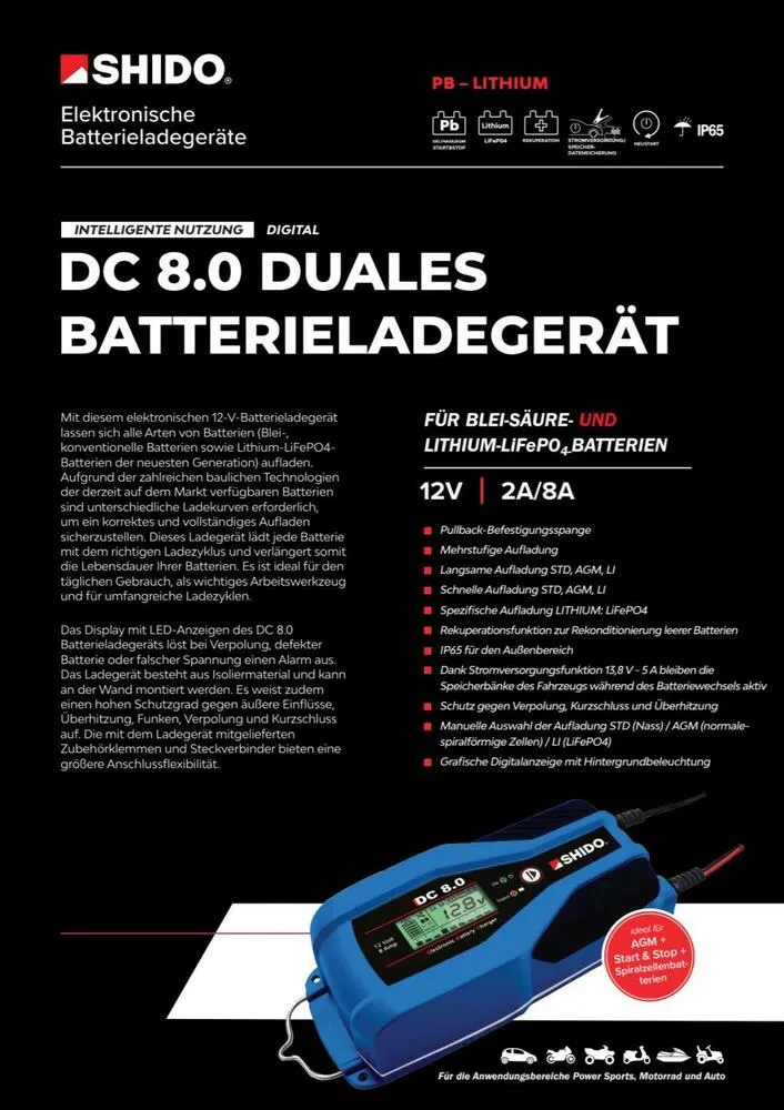 Shido_DC80_Batterieladegeraet_12V_2A_8A_fuer_Blei_Saeure___Lithium_Batterie_daten_1 Shido DC8.0 Batterieladegerät 12V 2A / 8A für Blei-Säure + Lithium Batterie