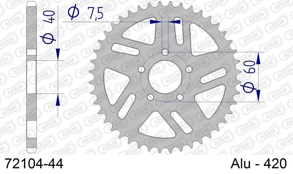 72104-44 AFAM Kettensatz Aluminium 420 MX2-G 11x44 - KTM SX 50 LC Pro Senior 2005 - 07201803