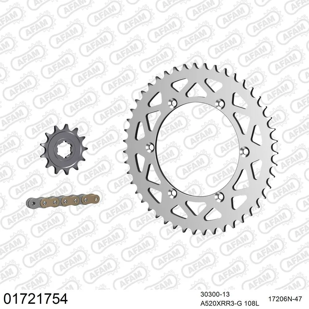 01721754 AFAM Kettensatz Aluminium 520 XRR3-G 13x47 - Kawasaki KDX 200 1995-06 - 01721754