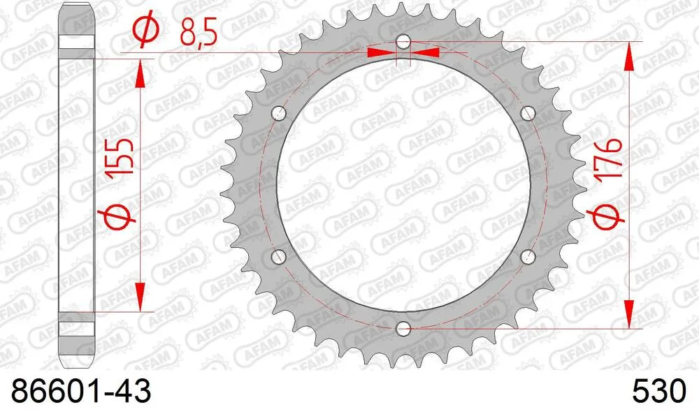 AFAM Kettensatz Stahl 530 XMR3 18x43 - Triumph Speed Triple 885 1997-01 - KIT107901
