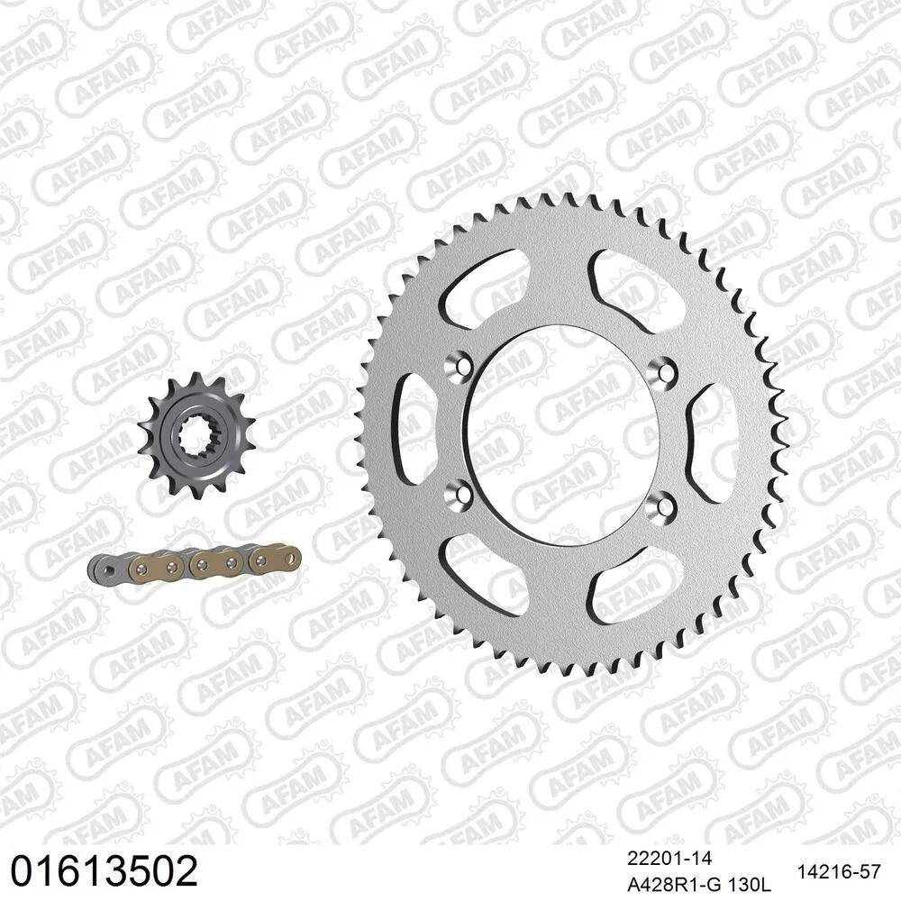 AFAM Kettensatz Stahl 428 R1-G 14x57 - Kawasaki KLX 125 L 2003-06 - 01613502