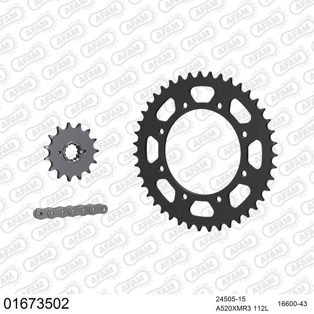 AFAM Kettensatz Stahl 520 XMR3 15x43 - Kawasaki KLX 650 1993-02 - 01673502