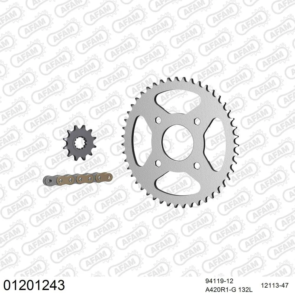 01201243 AFAM Kettensatz Stahl 420 R1-G 12x47 - Yamaha TZR 50 2000-02 - 01201243