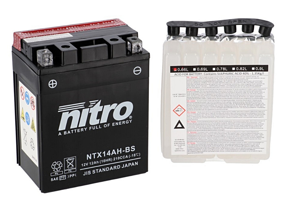 Nitro NTX14AH-BS AGM Batterie 12V 12 Ah mit Säurepack