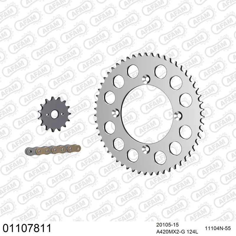 AFAM Kettensatz Aluminium 420 MX2-G 15x55 - Honda CR 80 RB 1996-02 - 01107811