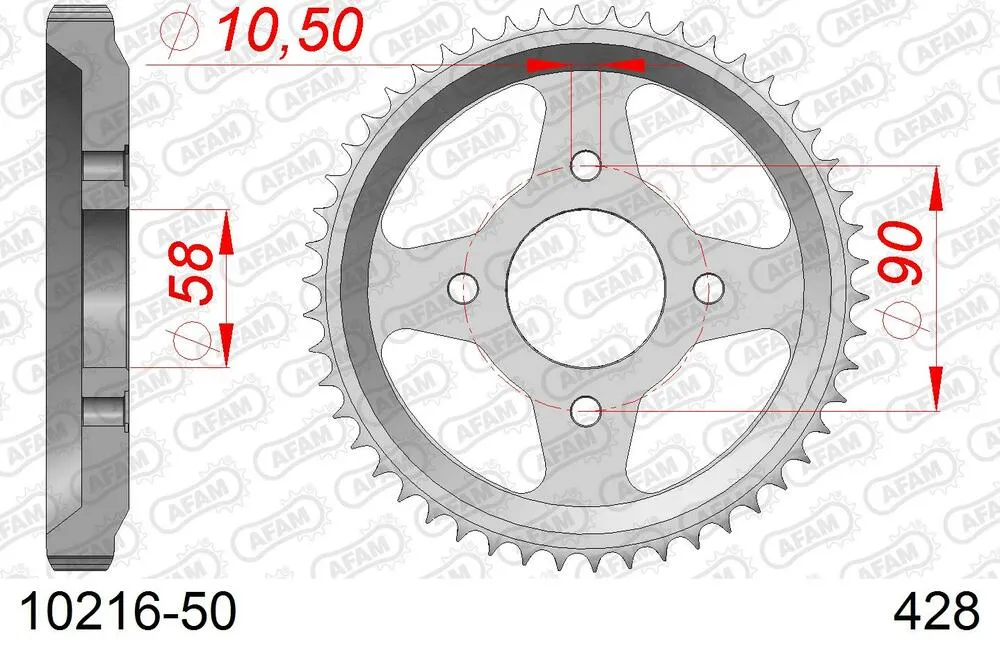 AFAM Kettensatz Stahl 428 R1-G 16x50 - Honda XL 125 Paris Dakar 1985-97 - 01013511