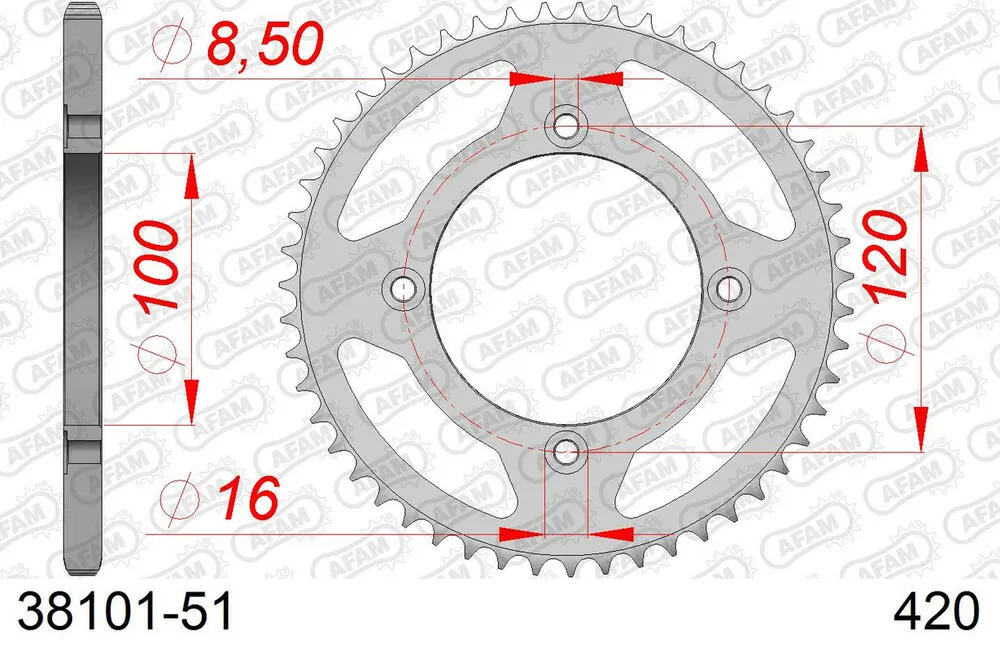 AFAM Kettensatz Stahl 420 R1-G 11x51 - Beta RR 50 Enduro Racing 2009-11 - KIT108141