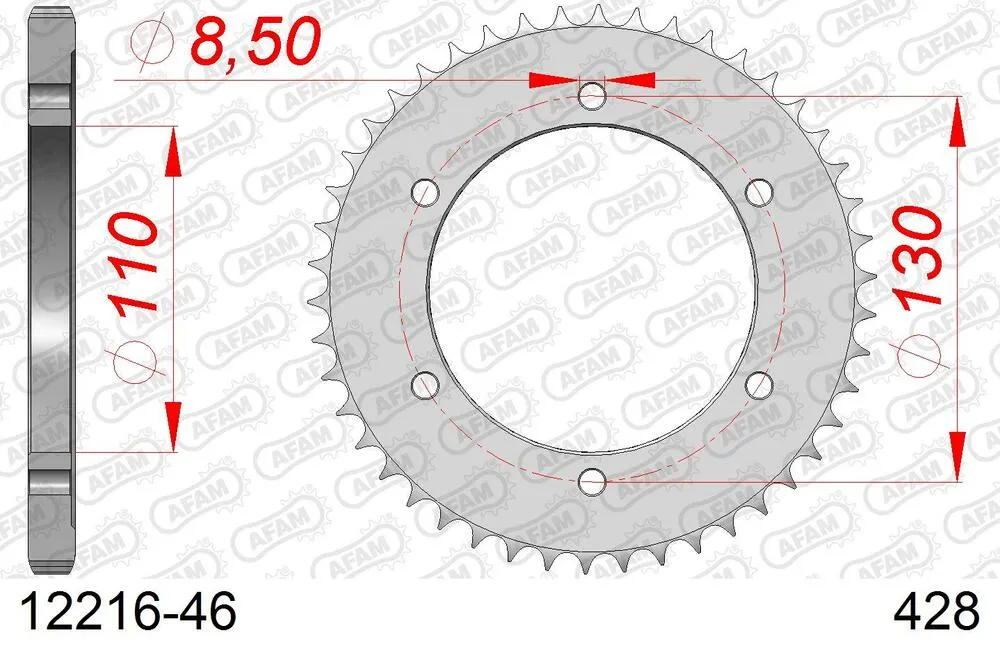 12216-46 AFAM Kettensatz Stahl 428 XMR2-G 16x46 - Yamaha TZR 125 1993-95 - 01213307
