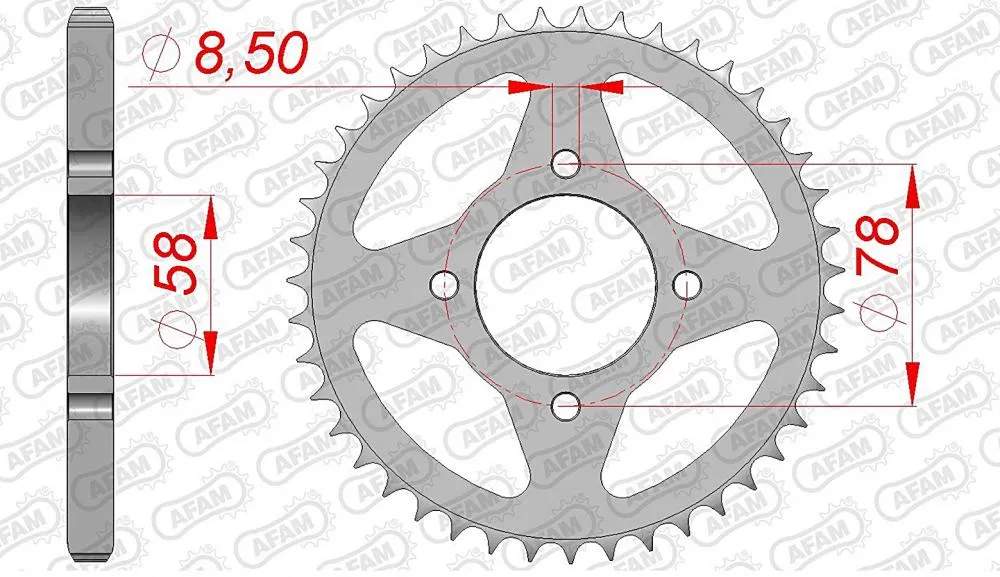 AFAM Kettensatz Stahl 428 R1-G 14x41 - Suzuki GN 125 1997-01