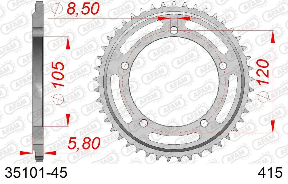 35101-45 AFAM Kettensatz Stahl 415 F 13x45 - Aprilia AE 50 Pegaso 1992-96 - 03501601