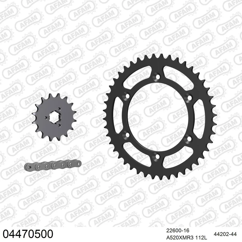 04470500 AFAM Kettensatz Stahl 520 XMR3 16x44 - Cagiva W 600 1994-98 - 04470500