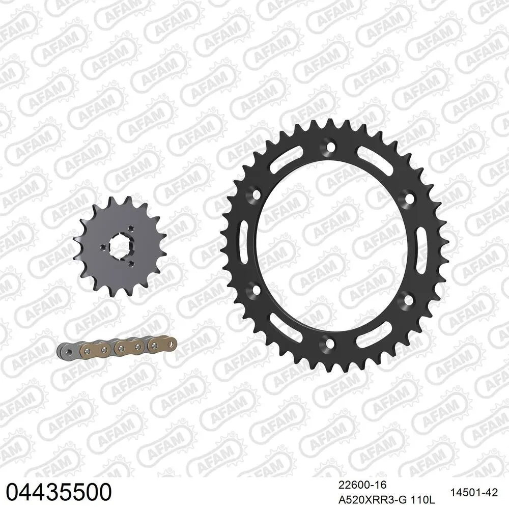 04435500 AFAM Kettensatz Stahl 520 XRR3-G 16x42 - Cagiva 350 T4 E-R 1987-92 - 04435500