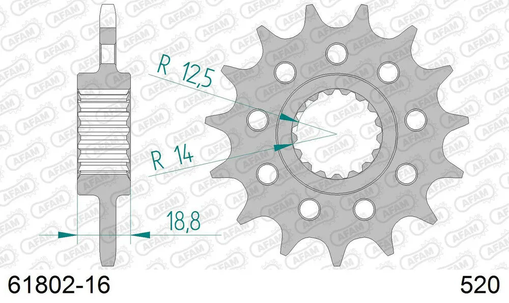 61802-16 AFAM Kettensatz Stahl 520 XHR2-G 16x40 - Aprilia RSV4 1000 Factory 2009-11 - KIT106091