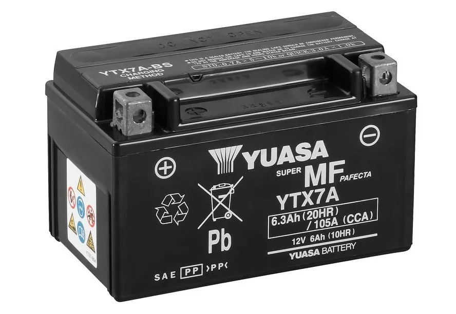 Yuasa YTX7A AGM Batterie 12V 6 AH (WC) ab Werk gefüllt 