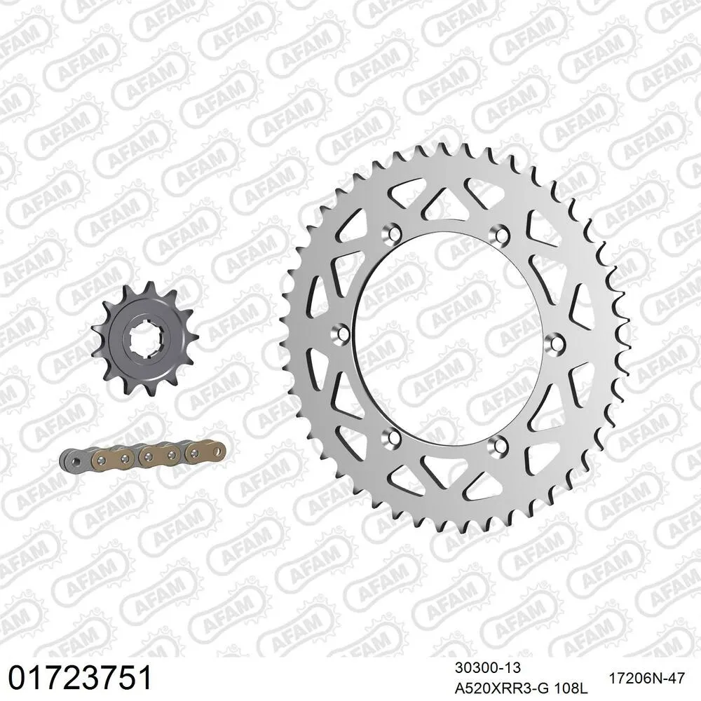 AFAM Kettensatz Aluminium 520 XRR3-G 13x47 - Kawasaki KDX 220 R 1997-06 - 01723751